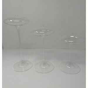 Vintage Firelight Hand Crafted Glass Omni Stem Oil Candle Holder Set Rare Trio 3